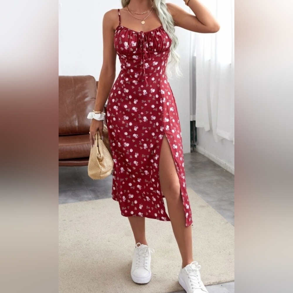 SHEIN Cami Midi Dress - Burgundy